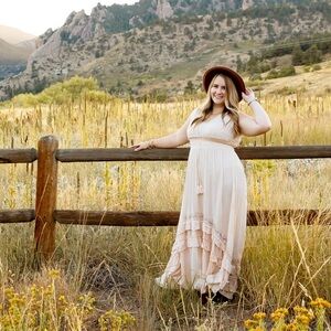 Pink Lily Lucky To Have You Neutral Maxi Dress Family Photos or Bridesmaid Dress